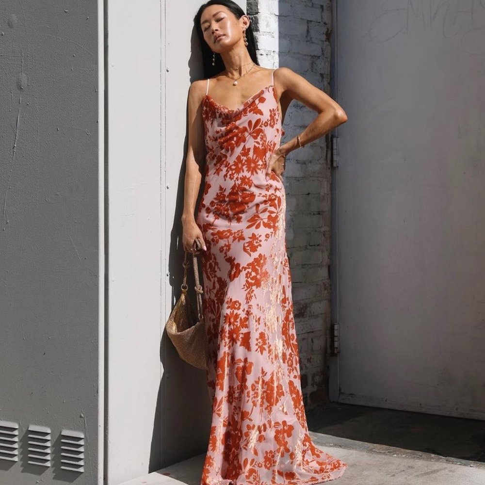 NEW L'AGENCE Christine devoré-velvet maxi dress